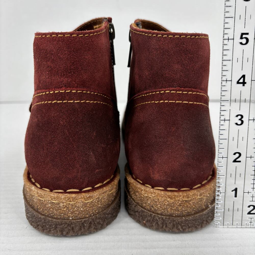 Born Tora Ankle Boots Womens Size 8.5 Red Oxblood Distressed Suede Side Zip - Picture 10 of 10
